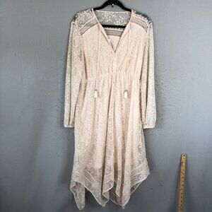 BAE Dress Womens M Pink Blush Lace Cottage Core Fairy Feminine Victorian NEW